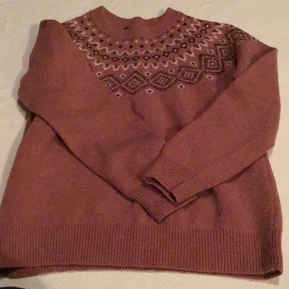 Wool blend Sunice Stormpack dusty pink Fair Isle sweater sz L - Picture 2 of 8
